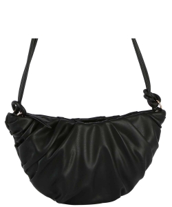 Fashion Pleated Half Moon Crossbody Bag HGE-0149 BLACK